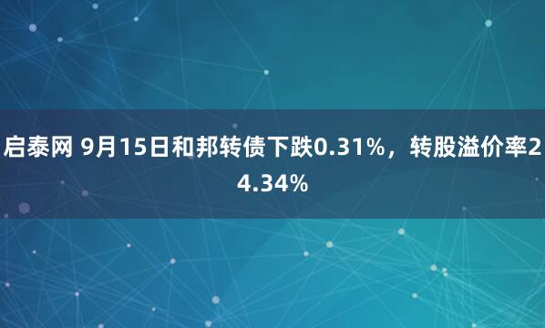 启泰网 9月15日和邦转债下跌0.31%，转股溢价率24.34%