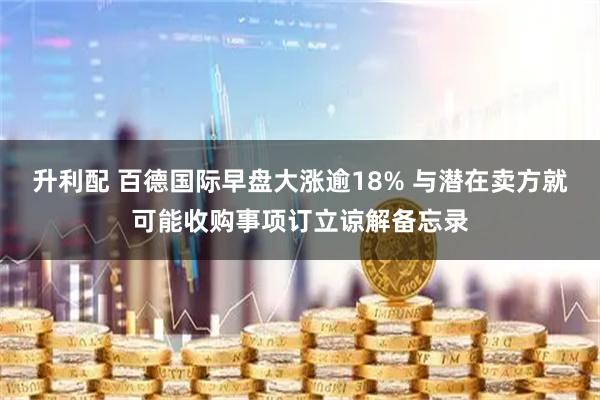 升利配 百德国际早盘大涨逾18% 与潜在卖方就可能收购事项订立谅解备忘录